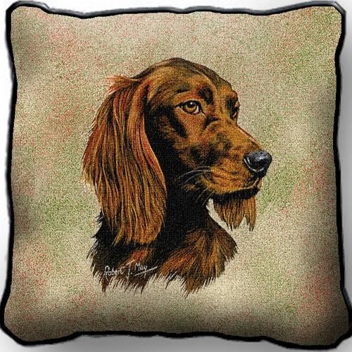 Raining Cats and Dogs | Irish Setter Tapestry Pillow Cover, Made in the USA