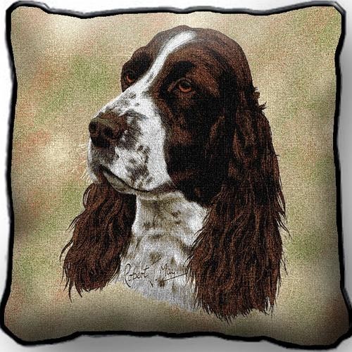 Raining Cats and Dogs | Springer Spaniel Tapestry Pillow, Made in the USA