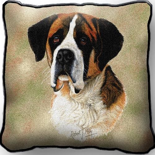 Raining Cats and Dogs | Saint Bernard Tapestry Pillow, Made in the USA