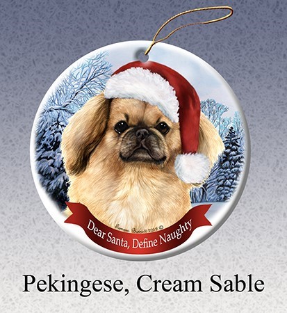Raining Cats and Dogs | Pekingese Dear Santa Dog Christmas Ornament