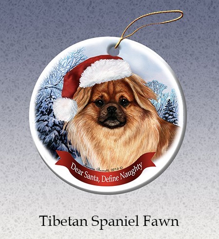 Raining Cats and Dogs | Tibetan Spaniel Dear Santa Dog Christmas Ornament