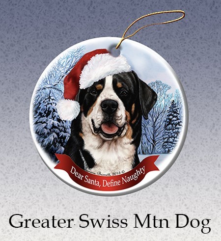 Raining Cats and Dogs | Greater Swiss Mountain Dear Santa Dog Christmas Ornament