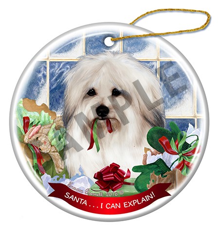 Raining Cats and Dogs |  Coton de Tulear Santa I Can Explain Dog Christmas Ornament
