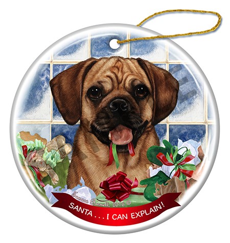 Raining Cats and Dogs | Santa I Can Explain Puggle Dog Christmas Ornament