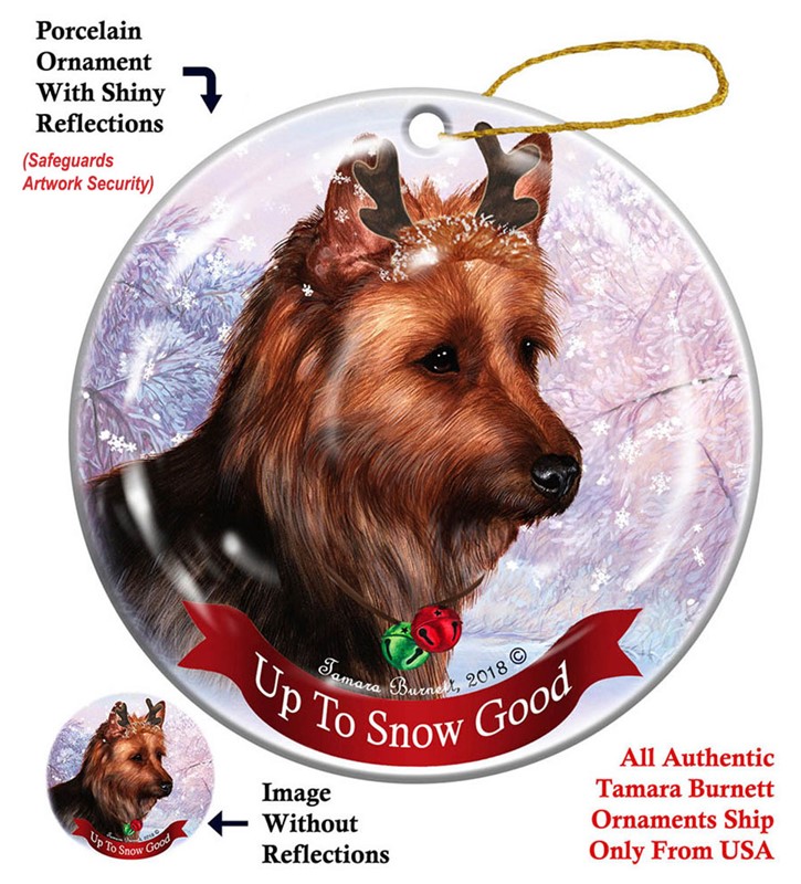 Raining Cats and Dogs | Australian Terrier Up to Snow Good Christmas Ornament