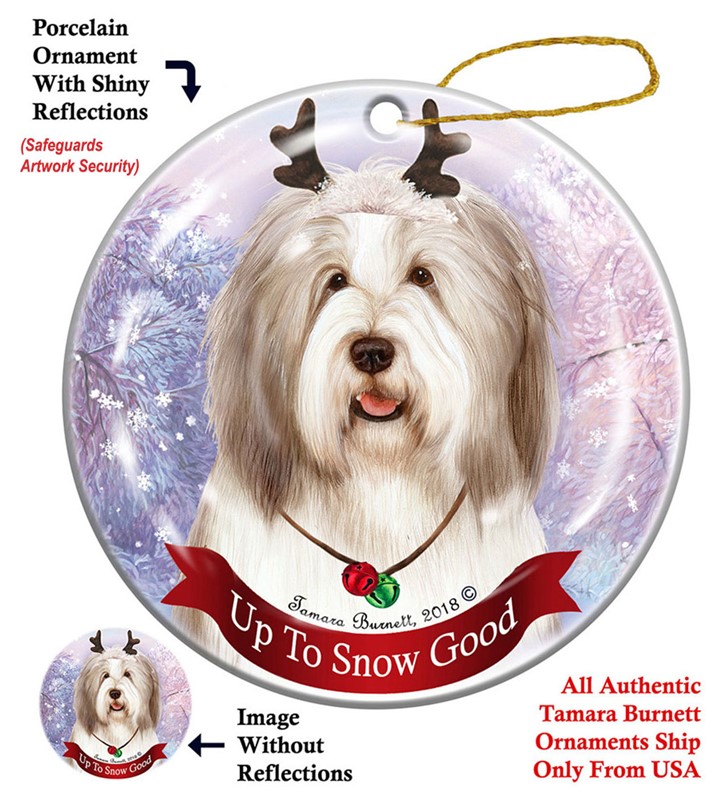 Raining Cats and Dogs | Bearded Collie Up to Snow Good Dog Christmas Ornament