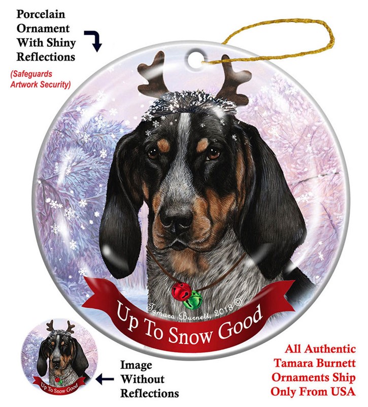 Raining Cats and Dogs | Coonhound Bluetick Up to Snow Good Dog Christmas Ornament