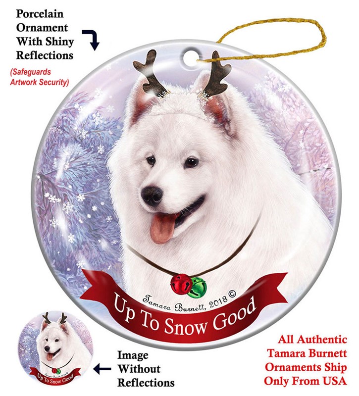 Raining Cats and Dogs | Samoyed Up to Snow Good Dog Christmas Ornament