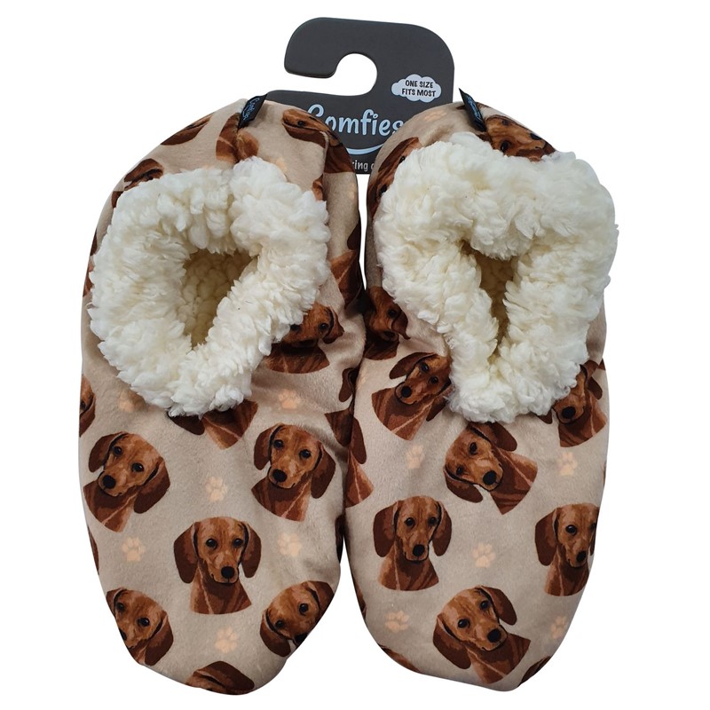 Raining Cats and Dogs | Dachshund Red Comfies Slippers