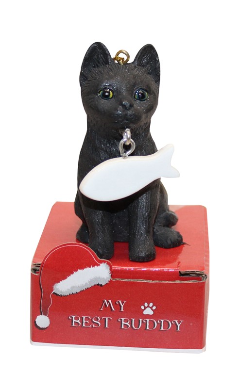 Raining Cats and Dogs | Black Cat Figurine Christmas Ornaments