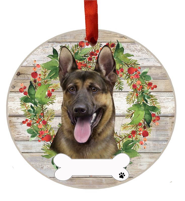 Raining Cats and Dogs | German Shepherd Wreath Christmas Ornament