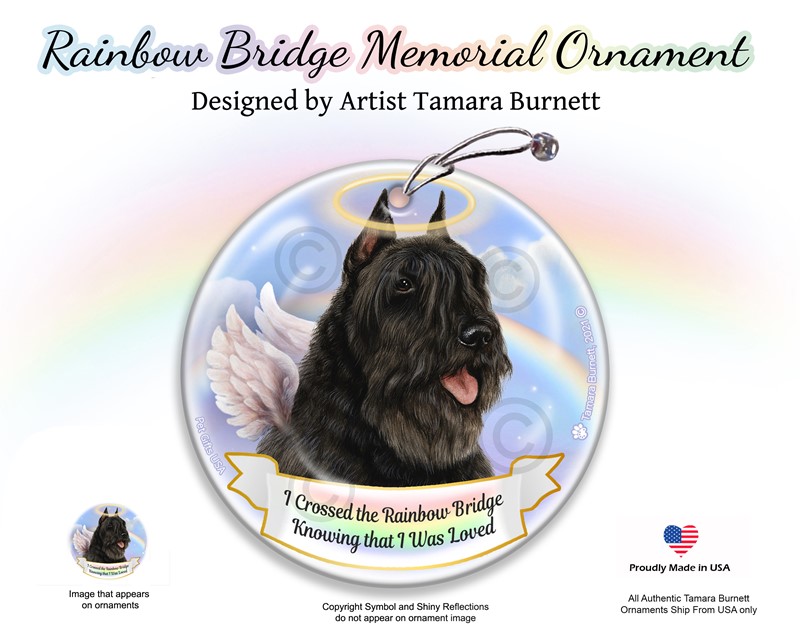 Raining Cats and Dogs | Bouvier Dog Rainbow Bridge Memorial Ornament