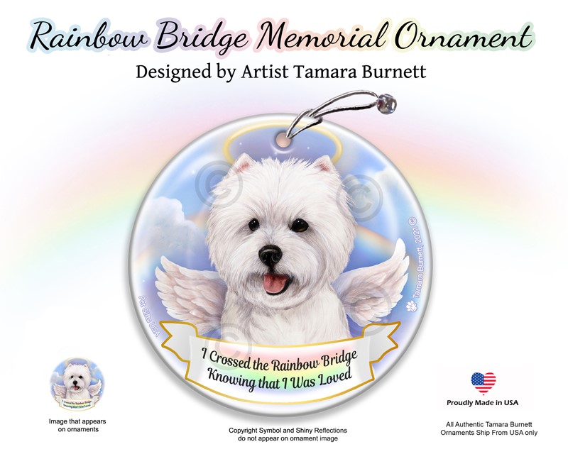 Raining Cats and Dogs | West Highland Terrier Dog Rainbow Bridge Memorial Ornament