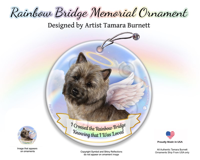 Raining Cats and Dogs |Cairn Terrier Dog Rainbow Bridge Memorial Ornament