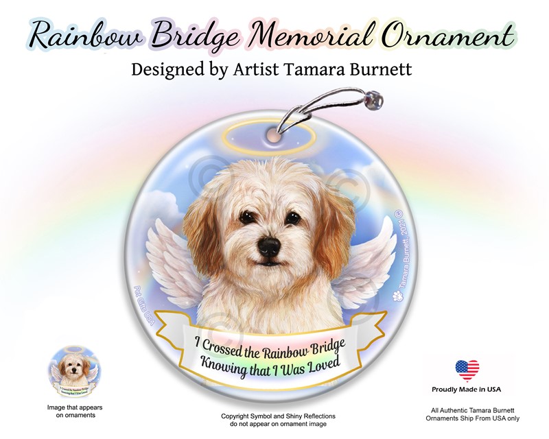 Raining Cats and Dogs |Cavachon Dog Rainbow Bridge Memorial Ornament