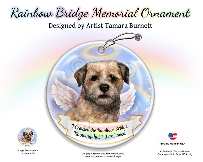 Raining Cats and Dogs | Border Terrier Rainbow Bridge Memorial Ornament