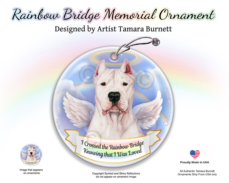 Raining Cats and Dogs | Dogo Argentino Rainbow Bridge Memorial Ornament