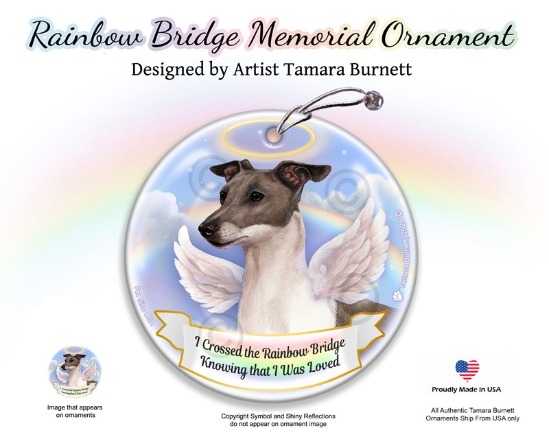 Raining Cats and Dogs | Italian Greyhound Rainbow Bridge Memorial Ornament
