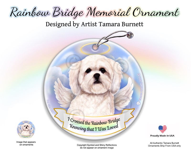 Raining Cats and Dogs | Maltipoo Rainbow Bridge Memorial Ornament