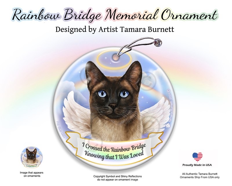 Raining Cats and Dogs |Siamese Cat Rainbow Bridge Memorial Ornament