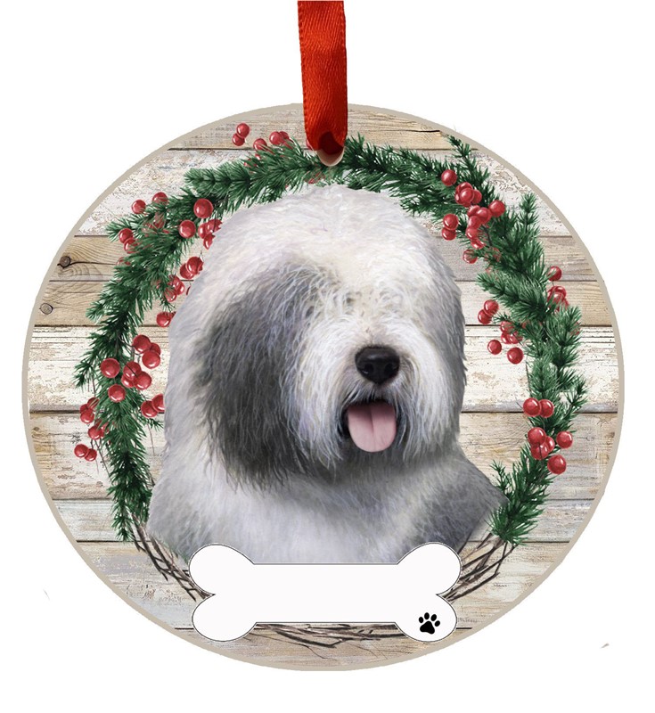 Raining Cats and Dogs | Old English Sheepdog Christmas Ornament