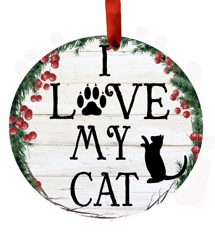 Raining Cats and Dogs | I Love My Cat Christmas Ornament
