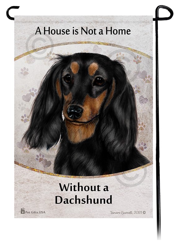 Raining Cats and Dogs | Dachshund Long Hair House is Not a Home Garden Flag- click for breed colors