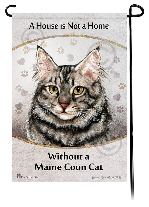 Raining Cats and Dogs | Maine Coon Silver Cat House is Not a Home Garden Flag
