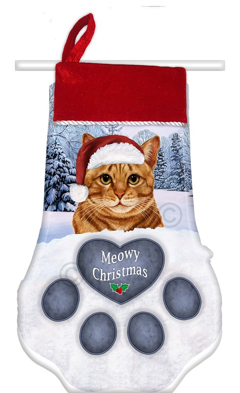 Raining Cats and Dogs |Orange Tabby Cat Christmas Stocking