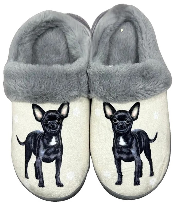 Raining Cats and Dogs | Chihuahua Black Snuggs Memory Foam Slippers