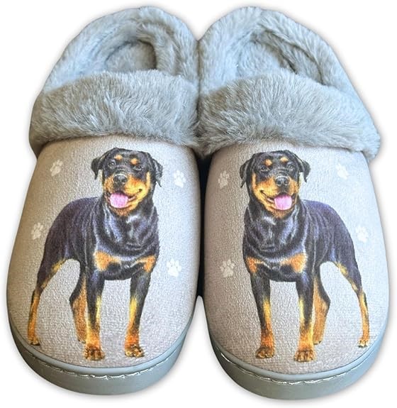 Raining Cats and Dogs |Rottweiler Snuggs Hard Sole Slippers