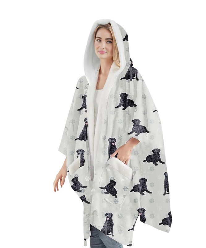 Raining Cats and Dogs |Black Labrador Retriever Snuggs Blanket Hoodie