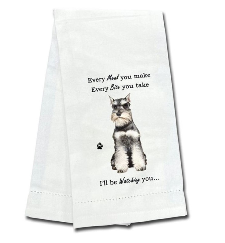 Raining Cats and Dogs | Schnauzer Kitchen Towel, I'll Be Watching You