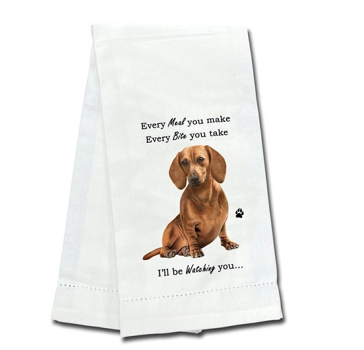 Raining Cats and Dogs | Dachshund-Red- Kitchen Towel, I'll Be Watching You