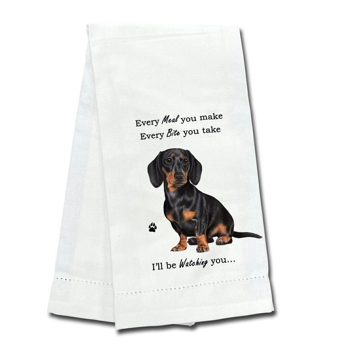 Raining Cats and Dogs | Dachshund-Black Kitchen Towel, I'll Be Watching You