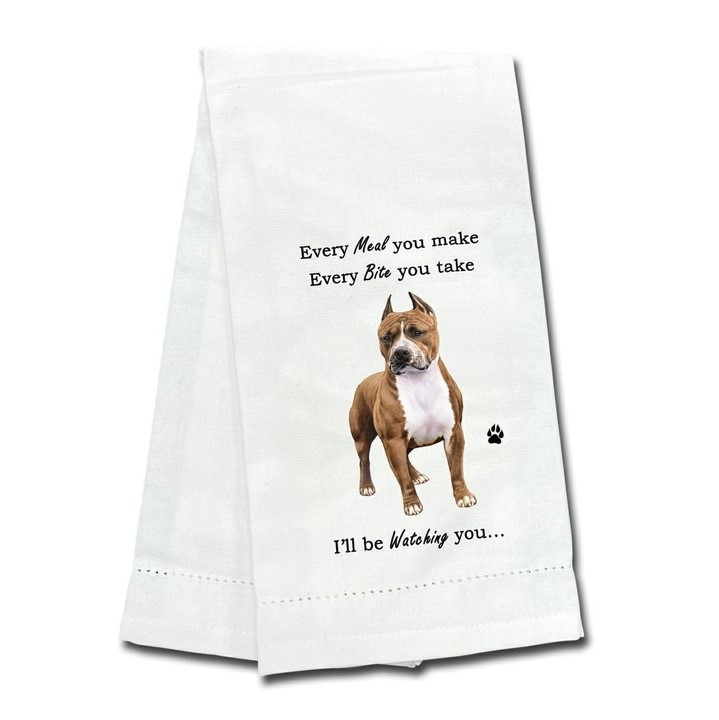 Raining Cats and Dogs | Pit Bull Brindle Kitchen Towel, I'll Be Watching You