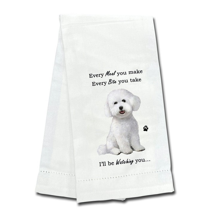 Raining Cats and Dogs | Bichon Frise Kitchen Towel, I'll Be Watching You