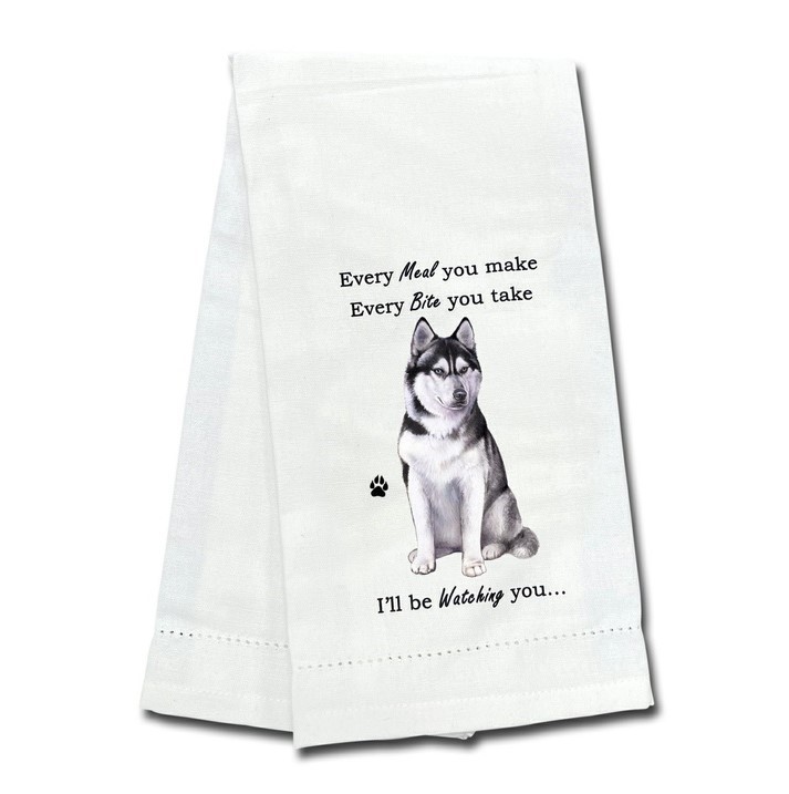 Raining Cats and Dogs | Siberian Husky Kitchen Towel, I'll Be Watching You
