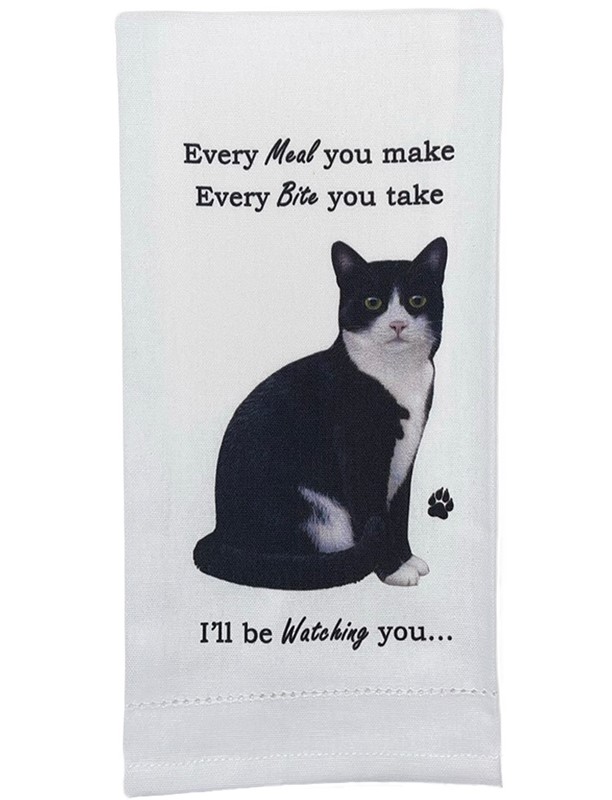 Raining Cats and Dogs | Black and White Cat Kitchen Towel, I'll Be Watching You