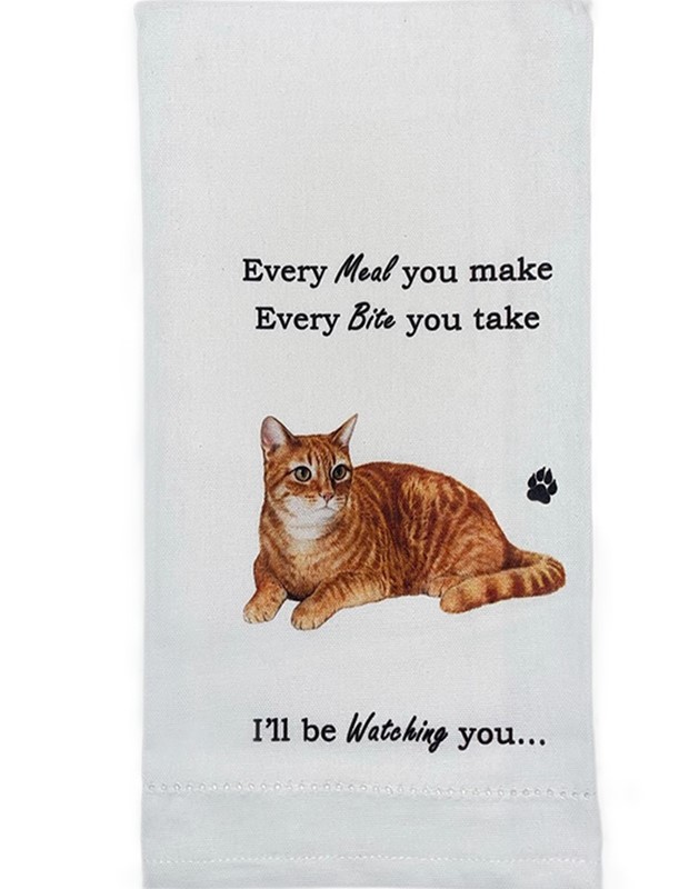 Raining Cats and Dogs | Orange Tabby Cat Kitchen Towel, I'll Be Watching You