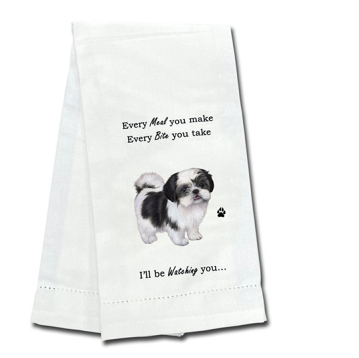 Raining Cats and Dogs | Shih Tzu Black Kitchen Towel, I'll Be Watching You