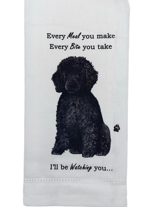 Raining Cats and Dogs | Poodle Black Kitchen Towel, I'll Be Watching You