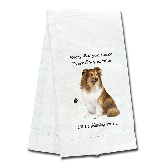 Raining Cats and Dogs |Shetland Sheepdog Kitchen Towel, I'll Be Watching You