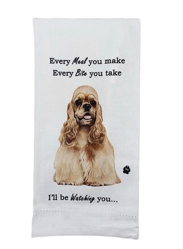 Raining Cats and Dogs |Cocker Spaniel-Buff Kitchen Towel, I'll Be Watching You