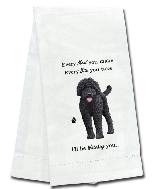 Raining Cats and Dogs |Labradoodle-Black Kitchen Towel, I'll Be Watching You