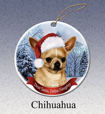 Raining Cats and Dogs |  Chihuahua Shorthaired Dear Santa Dog Christmas Ornament