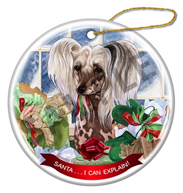 Raining Cats and Dogs | Santa I Can Explain Chinese Crested Dog Christmas Ornament