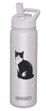 Raining Cats and Dogs |Black and White Cat Serengeti Insulated Water Bottle