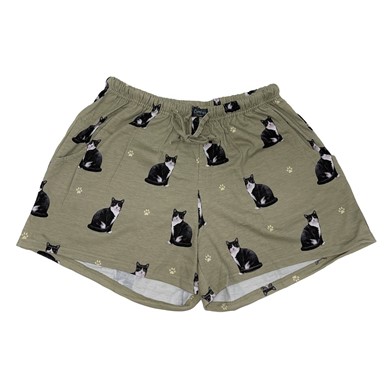 Raining Cats and Dogs | Black and White Cat Women's Lounge Shorts