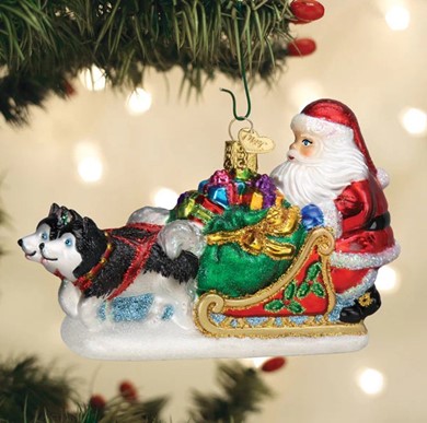 Raining Cats and Dogs | Santa's Dog Sled Old World Christmas Ornament